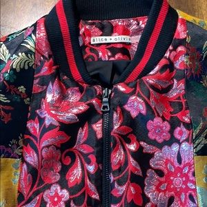 Alice and Olivia Lila Oversize Patchwork Bomber